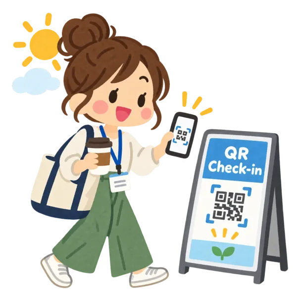 Minh hoạ: người dùng quét mã QR Check-in bằng điện thoại