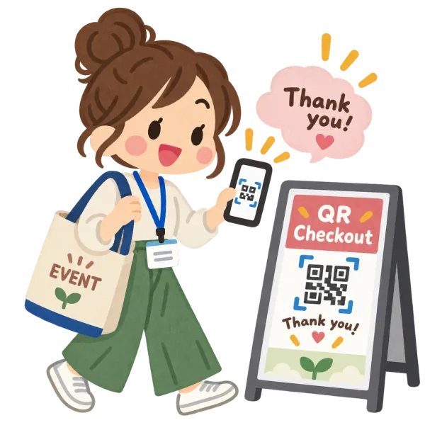 Minh hoạ: người dùng quét mã QR Checkout bằng điện thoại khi ra về